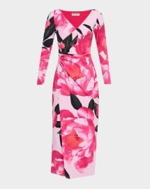 Chiara Boni La Petite Robe Ruched Floral Print Bodycon Midi Dress at Neiman Marcus