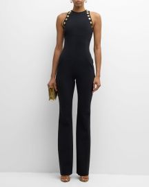 Chiara Boni La Petite Robe Sleeveless Mirror-Embellished Jumpsuit at Neiman Marcus