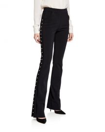 Chiara Boni La Petite Robe Tulay Straight-Leg Pants with Pearly Trim at Neiman Marcus