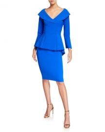 Chiara Boni La Petite Robe V-Neck High-Low Peplum Cocktail Dress at Neiman Marcus