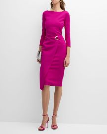 Chiara Boni La Petite Robe Zelie Bateau-Neck 34-Sleeve Midi Dress at Neiman Marcus