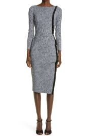 Chiara Boni La Petite Robe Zurine Tweed Print Long Sleeve Jersey Midi Dress at Nordstrom