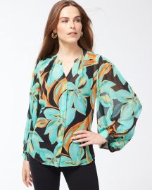 Chico s Chiffon Floral Shirt at Chicos