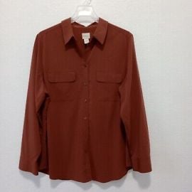 Chicoaposs Womenaposs Button Down Shirt Deep Burnt Orange size 2 eBay at eBay