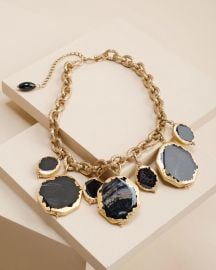 Chicos Goldtone And Black Bib Necklace at Chicos