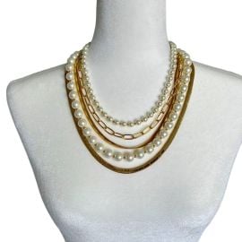 Chicox27s Jewelry Multi Strand Goldpearl Necklace Poshmark at Poshmark