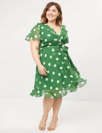 Chiffon Faux-Wrap Fit & Flare Dress at Lane Bryant