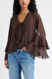 Chiffon Ruffle Trim Top at Nordstrom