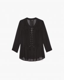 Chiffon lace up blouse at The Kooples