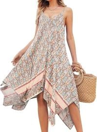 Chigant Womenx27s 2025 Summer Dress Casual Boho Sundress Spaghetti Strap Swimwear Cover Up Beach Flowy Midi Vacation Dresses at Womens Clothing store at Amazon