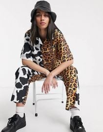 Chinatown Market oversized mixed animal print shirt two-piece at ASOS