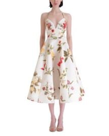 Chine Multi Floral Faille Cocktail Dress at Bloomingdales