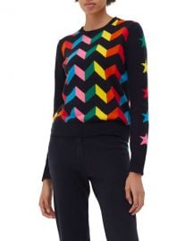 Chinti And Parker Chevron Wool-Blend Sweater w  Star Intarsia at Neiman Marcus