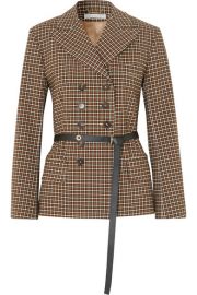 Chlo   - Belted double-breasted checked woven blazer at Net A Porter