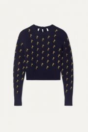 Chlo   - Embroidered wool-blend sweater at Net A Porter