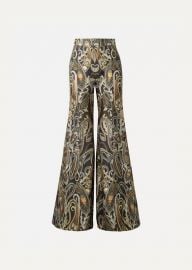 Chlo   - Metallic silk-blend jacquard flared pants at Net A Porter