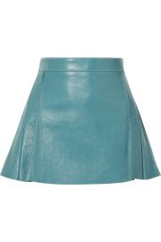 Chlo   - Pleated leather mini skirt at Net A Porter