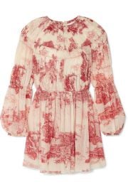 Chlo   - Pleated printed silk-chiffon mini dress at Net A Porter