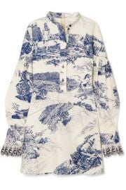 Chlo   - Printed cotton-twill mini dress at Net A Porter