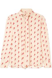 Chlo   - Printed pussy-bow silk-crepe blouse at Net A Porter