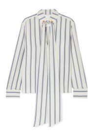 Chlo   - Pussy-bow striped silk-georgette blouse at Net A Porter