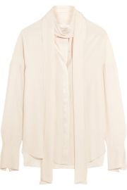 Chlo     Satin-trimmed silk crepe de chine blouse at Net A Porter