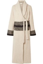 Chlo   - Striped ribbed wool-blend cardigan at Net A Porter