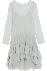 Chlo     Tiered ruffled silk-mousseline dress at Net A Porter