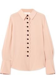 Chlo     Velvet-trimmed silk crepe de chine blouse at Net A Porter