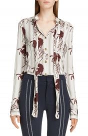 Chlo   Horse Print Tie Neck Blouse   Nordstrom at Nordstrom