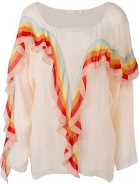 Chlo  233  Rainbow Ruffle Trim Blouse at Farfetch