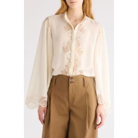 Chloé Silk Georgette & Lace Shirt at Nordstrom