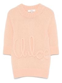 Chlo embroidered-logo Sweater Orange at Farfetch