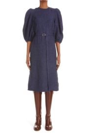 ChloBalloon Sleeve Belted Linen Drill Dress at Nordstrom