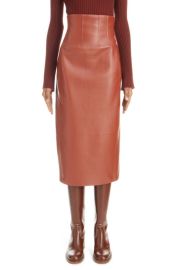 ChloHigh Waist Leather Midi Skirt at Nordstrom