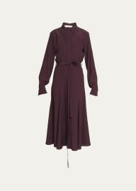 Chloe Button Down Crepe Belted Midi Dress at Bergdorf Goodman