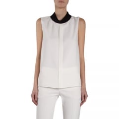 Chloe Contrast Mock Neck Sleeveless Top at Barneys