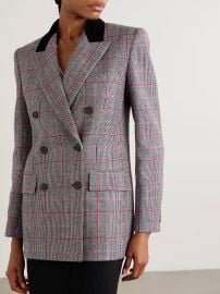 Chloe Double breasted velvet trimmed checked wool blazer at Net a Porter