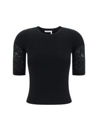 Chloe Embroidered Ribbed Top at Cettire