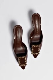 Chloe Gosselin by Larroud Ava Mule In Brown Patent Leather at Larroude