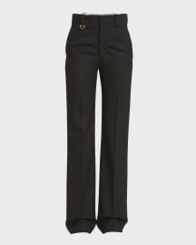 Chloe Grain De Poudre Pleated Wool Trousers at Neiman Marcus