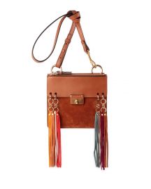 Chloe Jane Tassel-Trim Leather Crossbody Bag  Caramel at Neiman Marcus