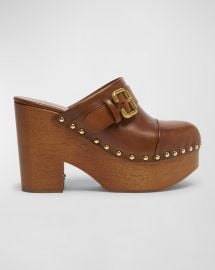 Chloe Jeannette Leather Platform Clogs at Neiman Marcus