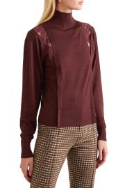 Chloe Lace-trimmed wool and silk-blend turtleneck sweater at The Outnet