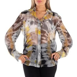 Chloe Ladies Multicolor Grey Sheer Button Down Top at Joma Shop
