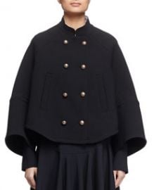 Chloe Mandarin-Collar Double-Breasted Topper Coat Black at Neiman Marcus