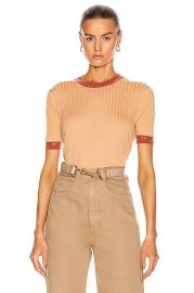 Chloe Rib Short Sleeve Top in Nude Orange  FWRD at Forward