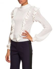 Chloe Ruffle-Front High-Neck Sweater at Neiman Marcus