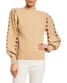 Chloe Scallop Cutout Wool-Blend Sweater at Neiman Marcus