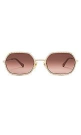 Chloe Scalloped Oval Sunglasses In Gold at Revolve